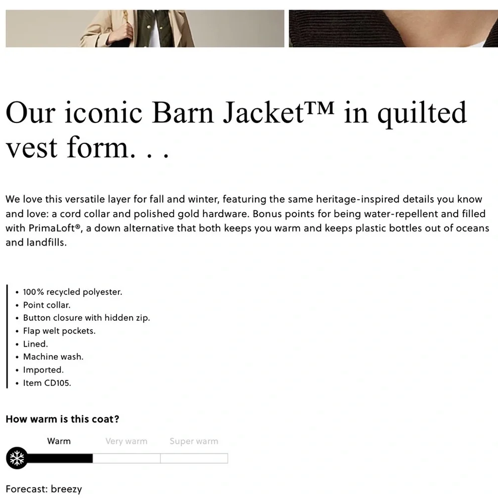 J.Crew Quilted Barn Vest Black XXS